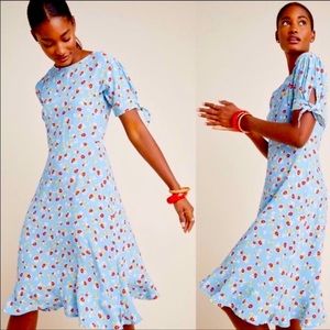 knee length dresses for ladies Covey Floral Tiered Midi Dress w/ Short Sleeves main image 1